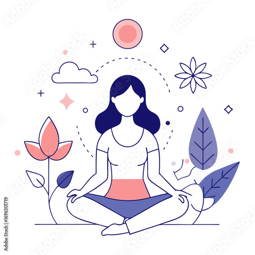Minimalist Modern Yoga Meditation Vector Illustration