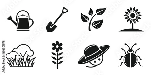 Garden Icons Set for Outdoor Activities.