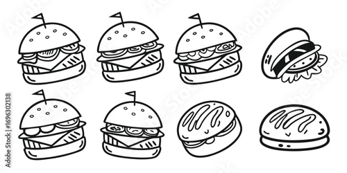 HandDrawn Burger Illustrations Collection.