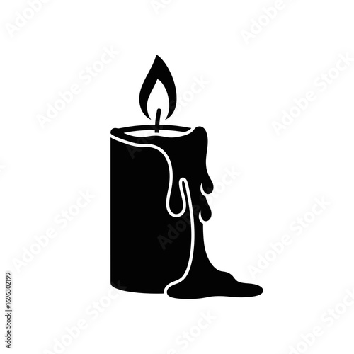 burning candle isolated on white background