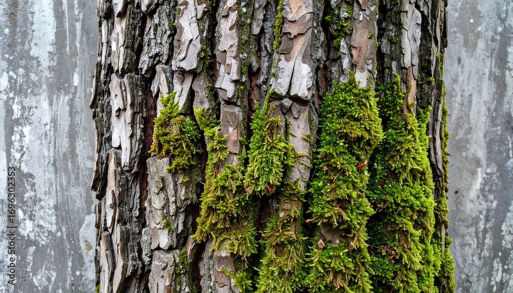 Obraz premium Close-up of tree bark with moss