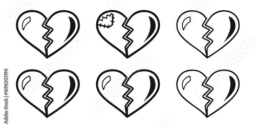 Six Broken Heart Icons Collection.