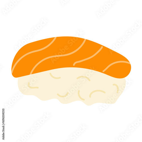 Sushi sushi roll with salmon on top displayed on a clean background highlighting its vibrant colors and appealing texture