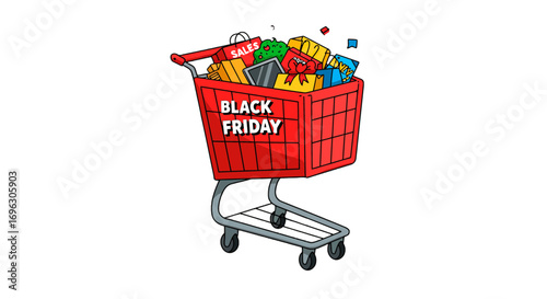 Shopping cart sales deals holiday season discounts gifts presents retail promotion event special offers on transparent background