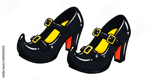 Witch shoes footwear halloween costume shoes cartoon shoes witch costume shoes pointy shoes buckle shoes on transparent background