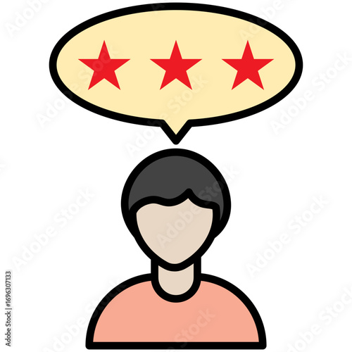 Review with three stars speech bubble icon