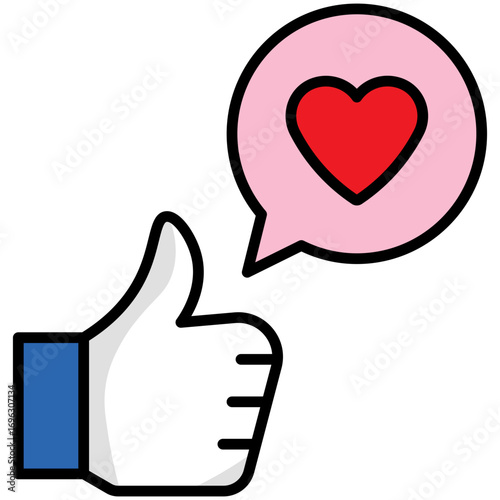 Recommend thumbs up with heart icon