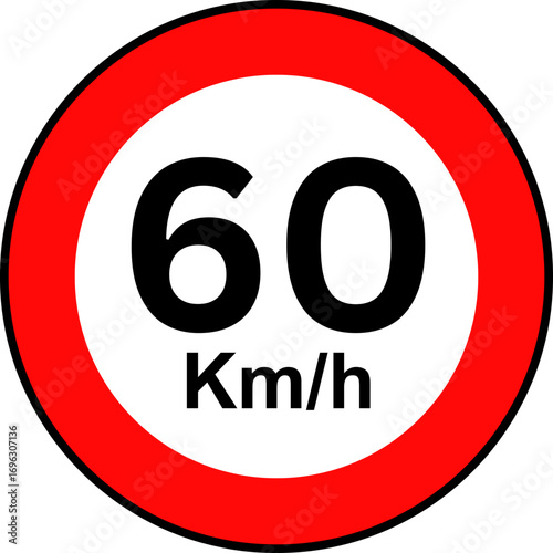 Speed Limit 60 kmh Traffic Sign Vector