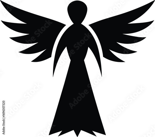 Stylized Angel Silhouette with Wings and Flowing Robe figure spiritual