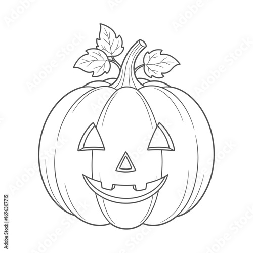 Friendly Pumpkin Halloween Coloring Sheet Simple Autumn Line Art for Toddlers