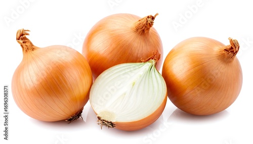 Wallpaper Mural Three whole onions and a slice, bright and crisp Torontodigital.ca