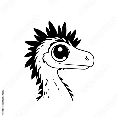 Dilophosaurus. Dilophosaurus simple black and white line art vector logo