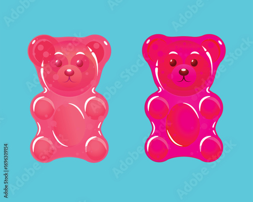 Colorful gummy bears for kids or CBD bears. Jelly bears