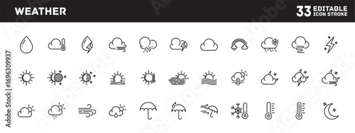 Meteorologist expressing weather conditions and climate elements in atmospheric research center, icon set for app mockup and forecast banner, icon illustration
