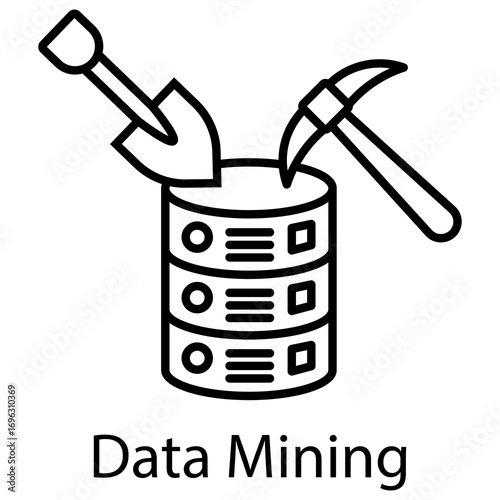 Data Mining Outline Style. Vector Illustration For Graphic Design