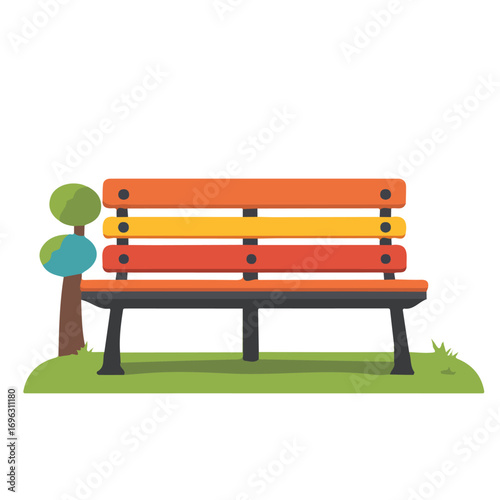 Icon clipart, Minimalistic 2D flat icon featuring a garden bench isolated on a white background, an element in vector and EPS format. clean vector design, simple illustration style	