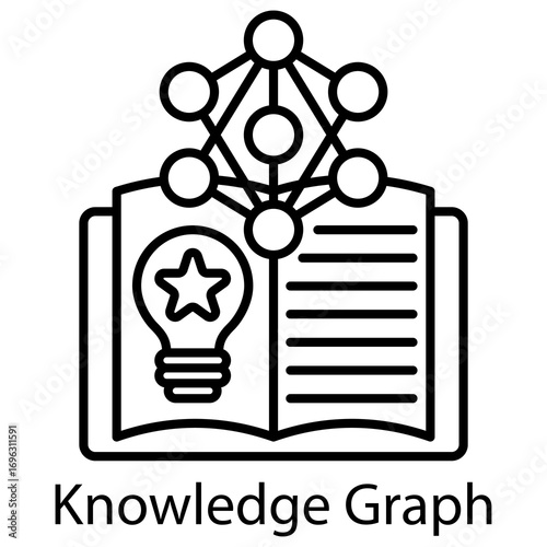 Knowledge Graph Outline Style. Vector Illustration For Graphic Design