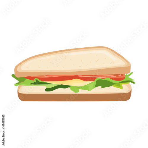 Icon clipart, Minimalistic 2D flat icon featuring an sandwich isolated on a white background, an element in vector and EPS format. clean vector design, simple illustration style