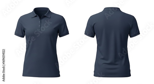 3D mockup of a navy blue color of woman polo tshirt
