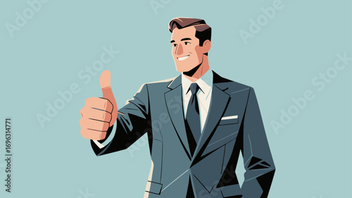 Business office personnel gave a thumbs-up in approval.Encourage and communicate with each other. Hand-drawn vector illustration