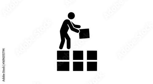 Man placing cubes icon