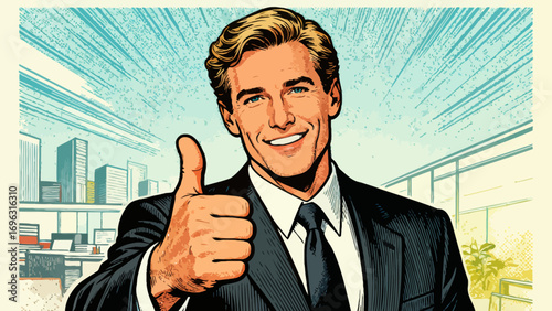 Business office personnel gave a thumbs-up in approval.Encourage and communicate with each other. Hand-drawn vector illustration