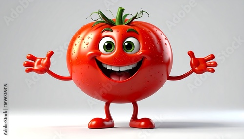 Animated tomato with a happy expression