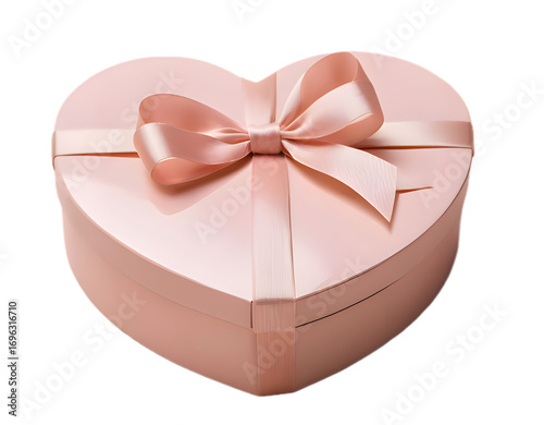 Pink Heart Gift Box with Satin Ribbon PNG Isolated