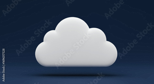 3D Rendered White Cloud Icon Against a Deep Blue Background for Technology Concepts