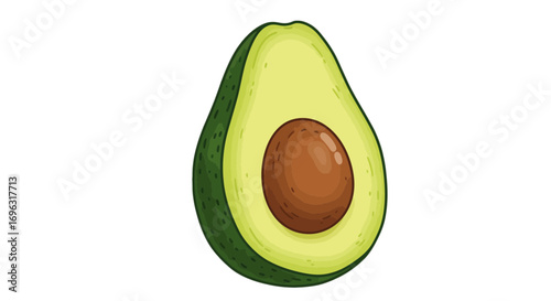 Fresh green avocado fruit half with seed illustration healthy food vegan diet vegetarian ingredient on transparent background