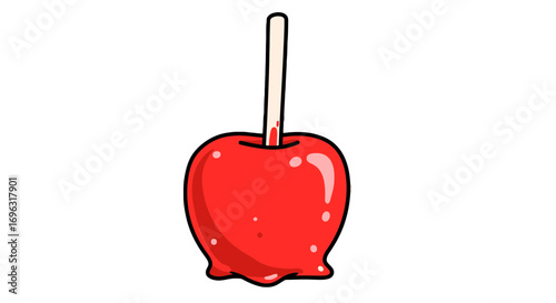 Red candy apple caramel apple sweet treat confection dessert holiday fair food delicious yummy tasty on transparent background