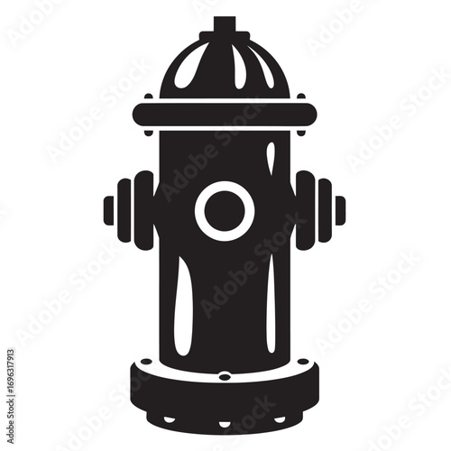 black and white silhouette of a Fire hydrant vector on a white background