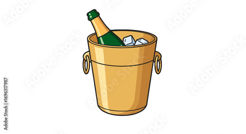 Celebration drink bottle in ice bucket festive beverage party celebration refreshment cold drink occasion on transparent background