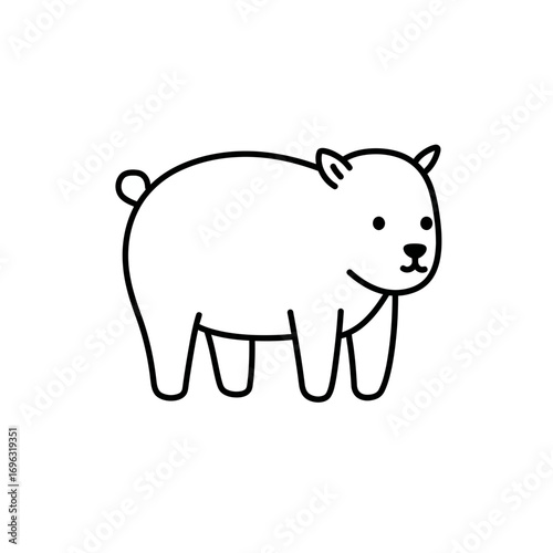 Charming minimalist line art of a cute polar bear illustration design