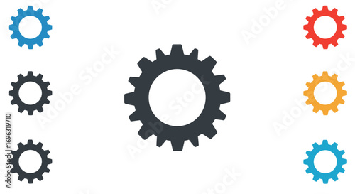 Colorful Gear Icons for Website and App Design: Seamless Mechanism Graphic