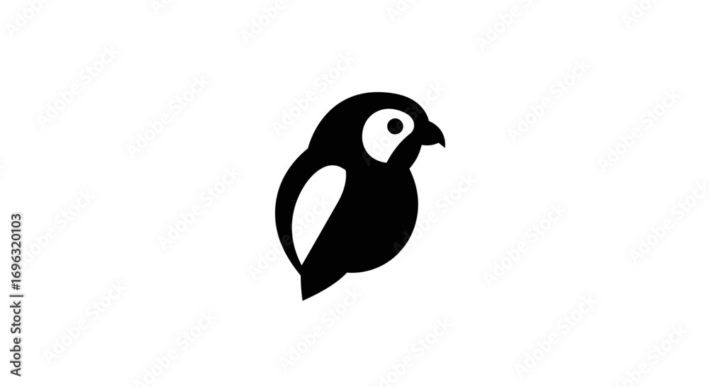 Fototapeta premium Elegant black and white vector silhouette design of a stylized penguin logo