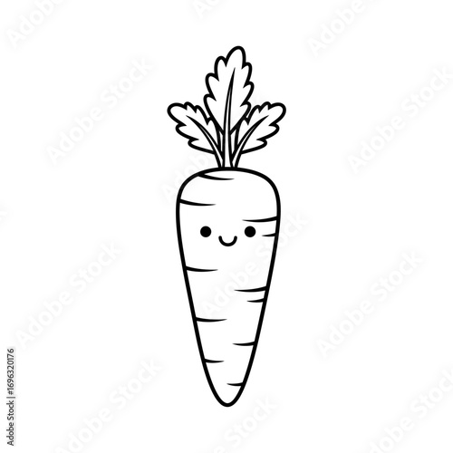 Cheerful Carrot Stick Coloring Page Basic Vegetable Buddy Art For Preschoolers Learning