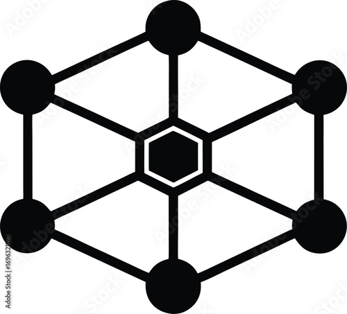 3D network vector icon.