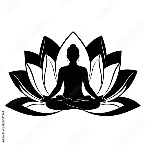 silhouette of a woman meditating