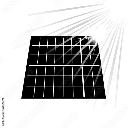 black and white solar panel with sun ray