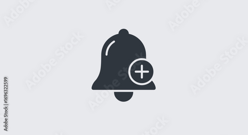 Notification bell with plus sign indicating new alerts or subscription options