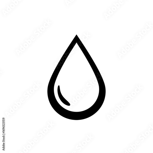 Simple and elegant black and white water drop icon for web design and graphics