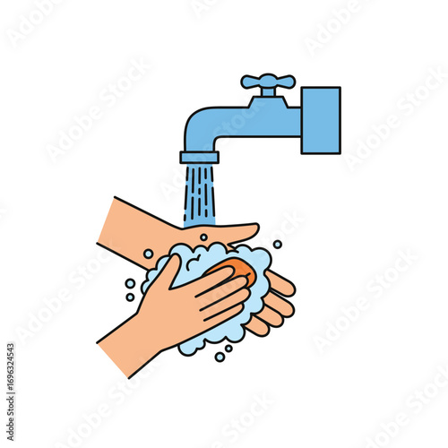Washing hands with soap under running water to maintain hygiene practices