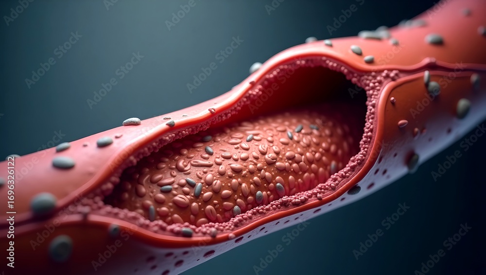 Fototapeta premium a detailed illustration of a blood vessel with a visible blockage