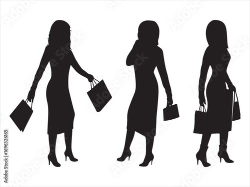 shopping girls silhouettes
