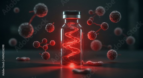 Cinematic Close-Up of Glowing Chemotherapy Vial Destroying Cancer Cells with Dramatic Lighting  