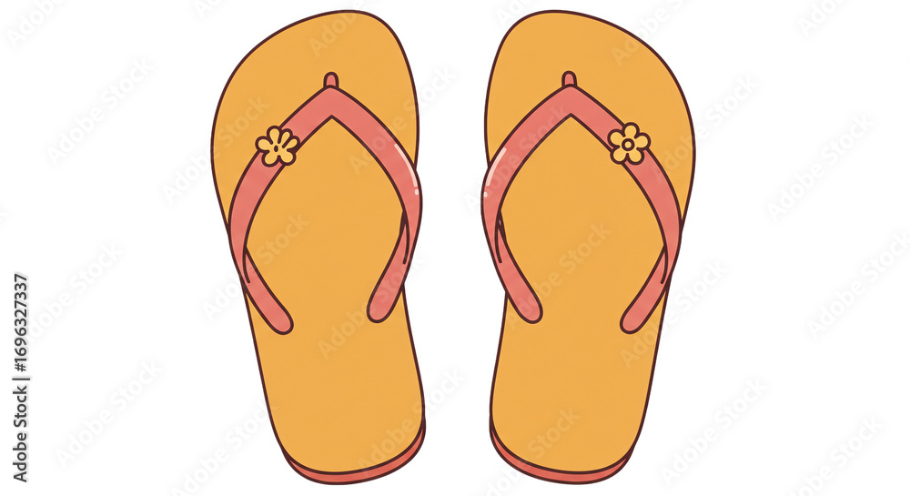 Fototapeta premium Summer footwear sandals beach shoes flip flops vacation footwear casual footwear summer fashion footwear on transparent background