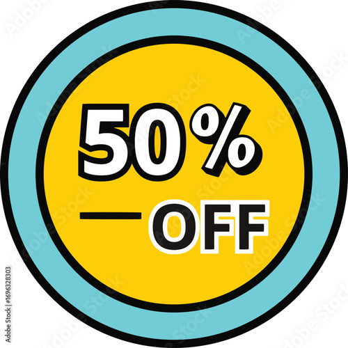 Eye-catching 50% Off Sale Badge with Vibrant Colors and Clear Typography for Promotions