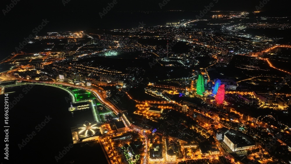 Fototapeta premium The majestic beauty of Azerbaijan from the sky Baku drone