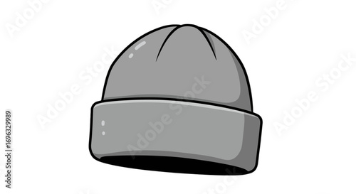 Gray beanie winter hat knit cap headwear fashion apparel clothing accessory style warm cozy cold weather on transparent background